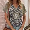 Casual Bohemian Print Women's Short Sleeve V-Neck Top T-Shirt