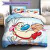 Ren & Stimpy  Pattern Bedding Quilt Set  Home Decoration  Gift (1 * duvet cover + 2 * pillowcase  without core)