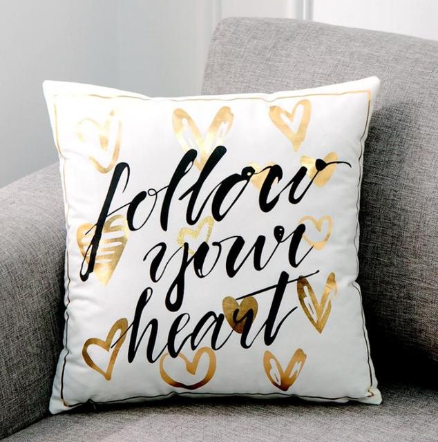 Love Black And White Bronzing Cushion Decorative Pillows Gold Foil Geometric Pillowcase Home Decor Sofa Throw Pillow 17*17inch