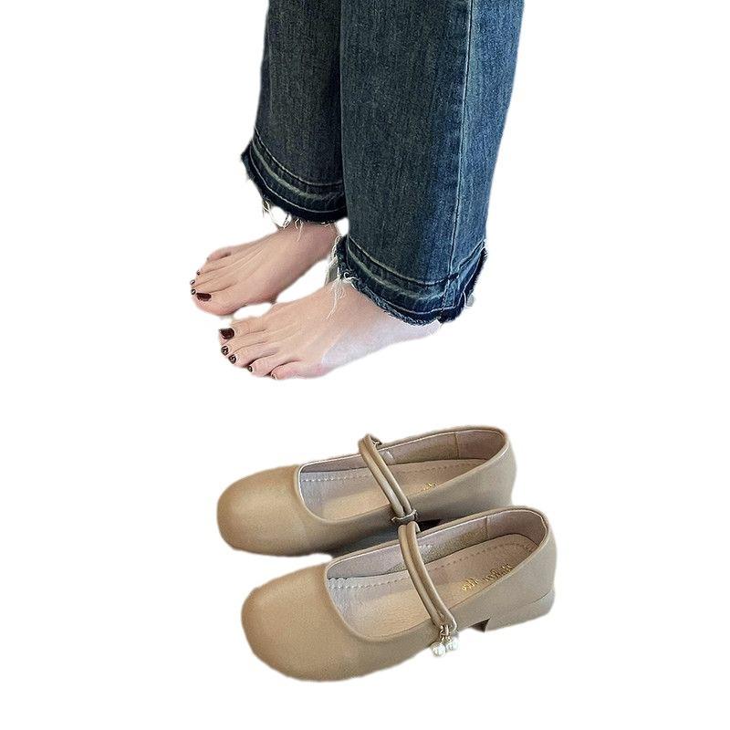 Fashion Hot Selling 2025 Ballerina Flats French Style Women Vintage Flats Button Square Toe Casual Shoes Leopard Comfort Loafers Shoes