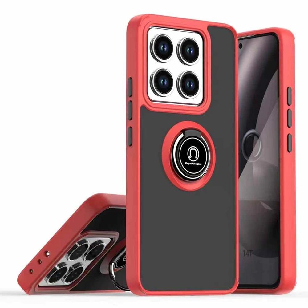 Armor Holder Funda for Xiaomi 14T Pro Case Translucent Frosted Ring Stand Protection Back Cover for Xiaomi 14T Shockproof Capa