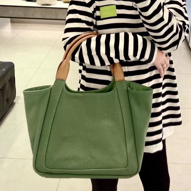 

Korean Solid Color Simple Tote Bag Women Patchwork Canvas Large Capacity Handbag Ladies Commute Versatile Shoulder Underarm Bags 40x30x9cm зелёный