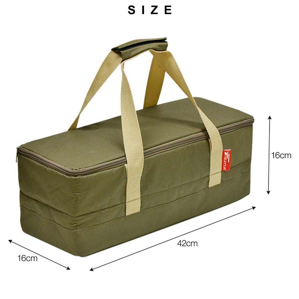 FIELDOOR Multi-Tool Box [Small SizeKhaki] Peg Case, Can Store 40cm Pegs, Comes with Dividers, Foldable, Tool Case, Small Item Case, Camping Supplies,