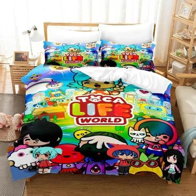 Cartoon Toca Life World Bettwäsche-Set Bettbezug Laken Bedrucktes Bettset Kissenbezug Bett Voll Queen King Size Bettdecke Schlafzimmer