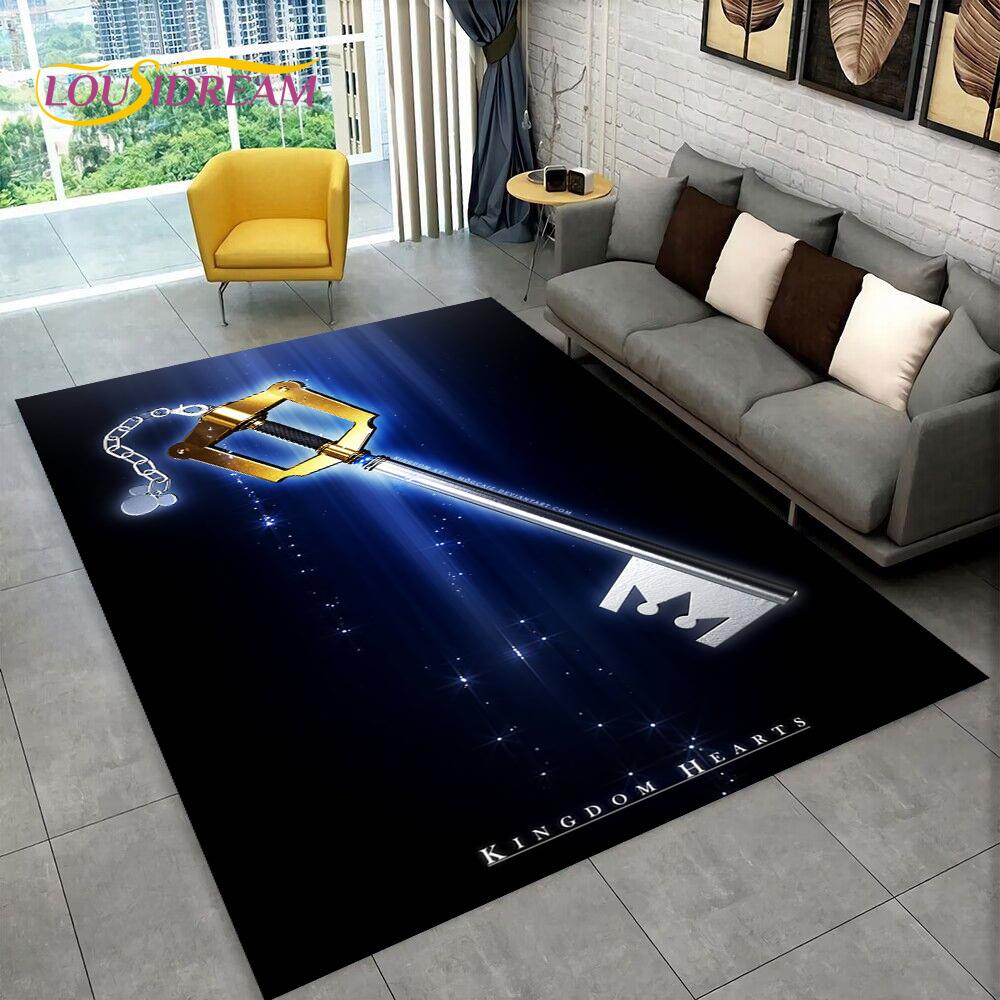 3D Cartoon Kingdom Hearts Game Carpet Rug for Home Living Room Bedroom Sofa Doormat Decor,kids Play Area Rug Non-slip Floor Mat