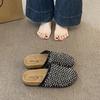 Rhinestone mesh bag head half slippers women's outer wear summer new fashion versatile lazy one pedal cool slippers