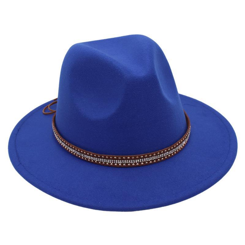 Tibetan Style Top Hat Temperament Jazz Hat British Elegant Felt Hat Big Brim Rivet Woolen Hat Men And Women