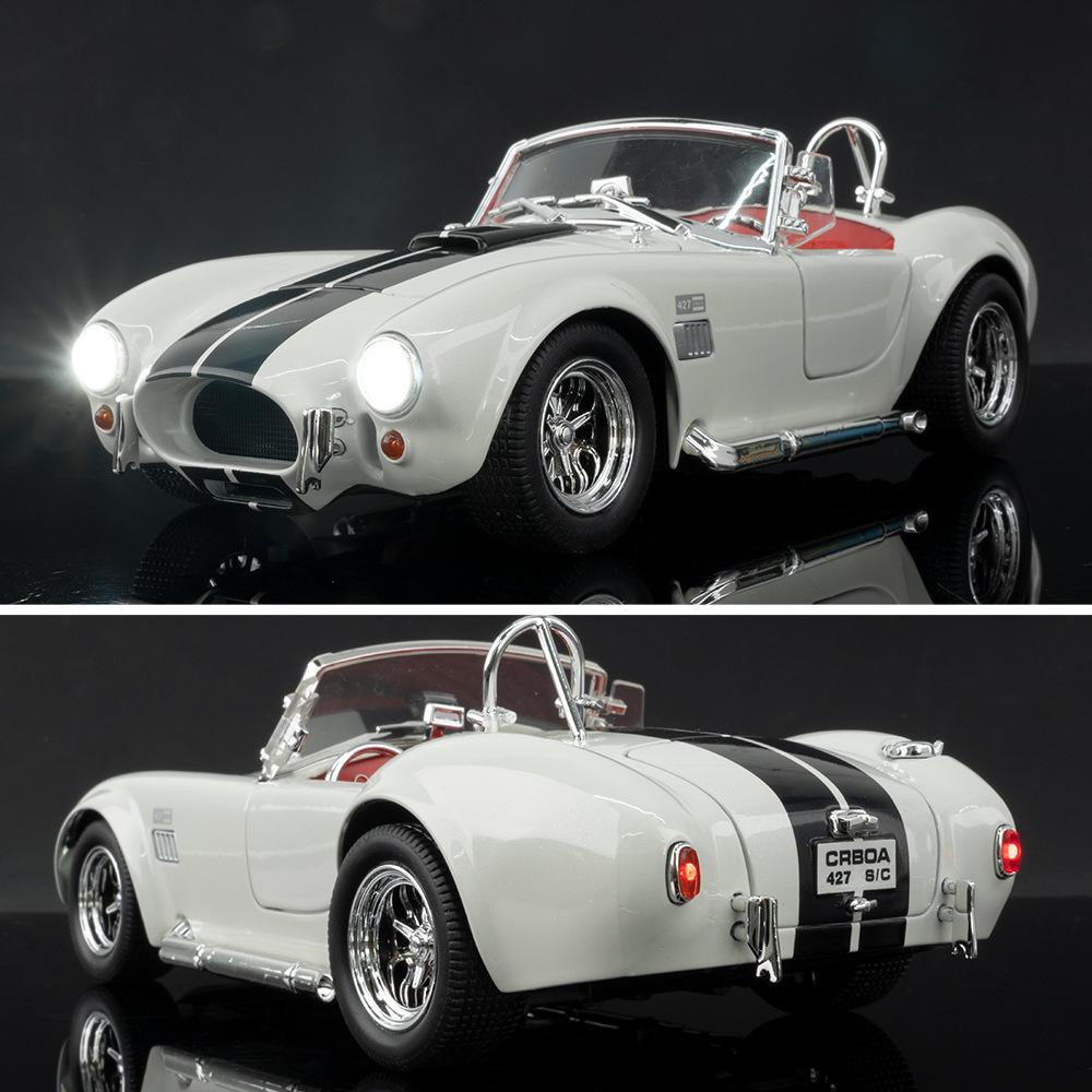 1: 22 Cobra Convertible Sports Car Model Ornaments Power Lights Toy Cars Alloy Simulation Car Models Exquisite Collection Gift