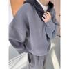 Men's Oversized Retro Gray Hooded Winter Knit Pullover