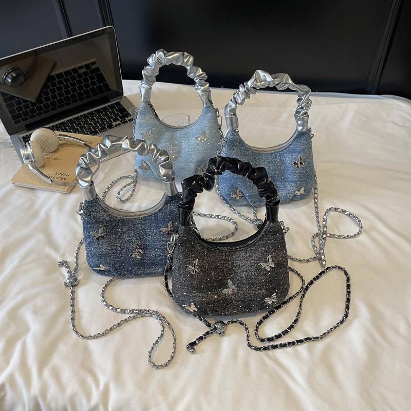 This year's popular bag summer 2025 new Korean version fashion pleated handbag women's versatile denim dumpling bag