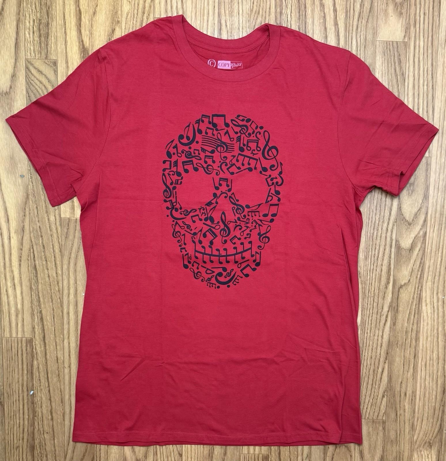 Copy Writes Musical Note Skull Red T-Shirt Size Large S разноцветный