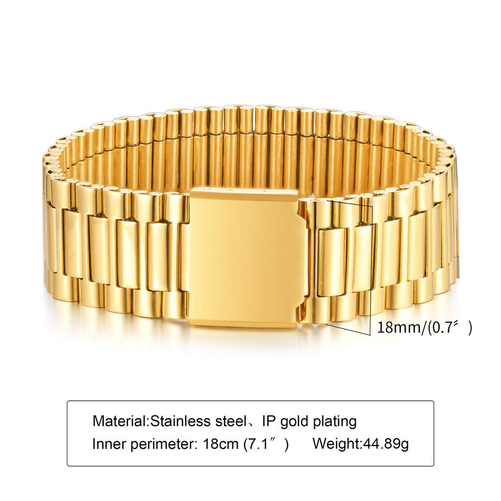 Vnox Stainless Steel Classic Watchband Bracelet For Women Men,Watch Straps Width Link Chain Bracelet Bangle,Unisex Hand Jewelry