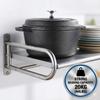 Stainless Steel Microwave Oven Wall Shelf Kitchen Storage Rack Organizer With 6 Hooks Heavy Duty 20kg Capacity