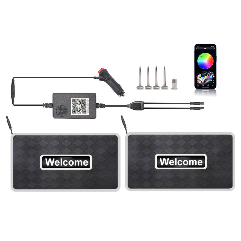 4/2 in 1 Car Floor Mats Ambient Light App Wireless Control Symphony 213 Colors LED Neon Interior Accessories