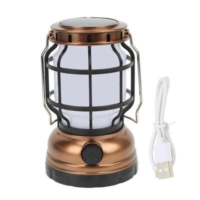 LED Camping Lantern USB Rechargeable Solar Powered Camping Light for Emergency Hiking Home Bronze