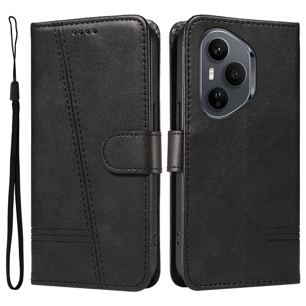 For Honor 400 Pro 5G (Global) Wallet Case T-Shape Lines Leather Phone Cover Stand