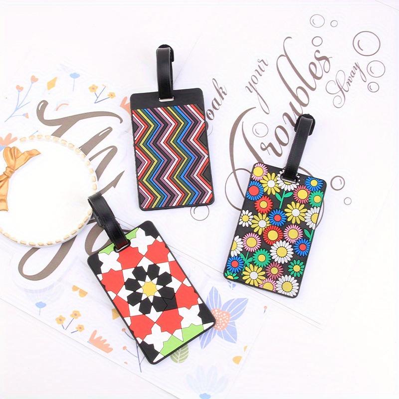 Puzzle Striped Printed Luggage Tag PVC Soft Silicone Card Holder Cartoon Boarding Pass Aircraft Luggage Tags Suitcase Label