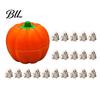 Desktop Ornament Display Pumpkin Bucket with Mini Ghosts, Halloween Candy Bowl, Cute Ghost Creative Container Figurines, Party Snack Holder
