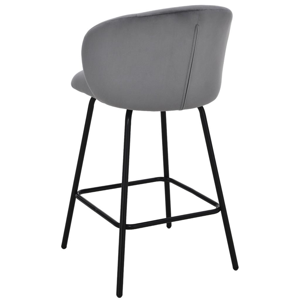 Hoker, Krzesło Barowe Nemi Velvet Szary 65 Cm