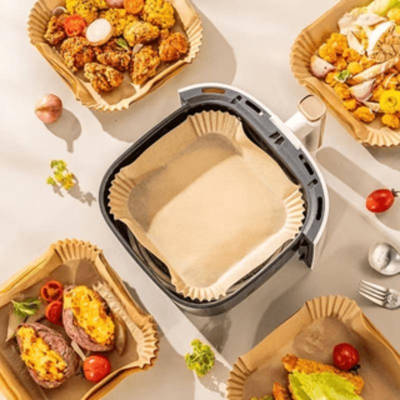 50/100pcs Non Stick Air Fryer Liners Paper For Baking Microwave Ovens Easy To Clean Oil Absorbing Perfect For Healthier Cooking