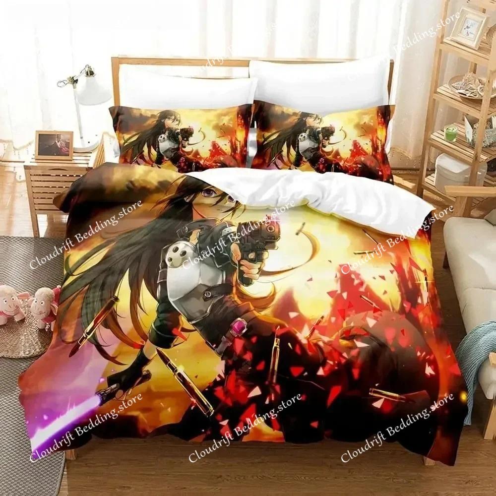 Sword Art Online Bettwäsche-Set 3D Anime-Druck Polyester Bettbezug Kissenbezüge Queen King für Kinder Geschenk Anime Bettbezug-Sets