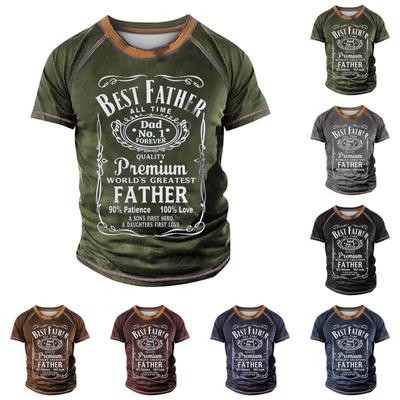 Erkek Raglan Tişört Retro Kısa Kollu Yuvarlak Yaka Harf Baskı Üstler