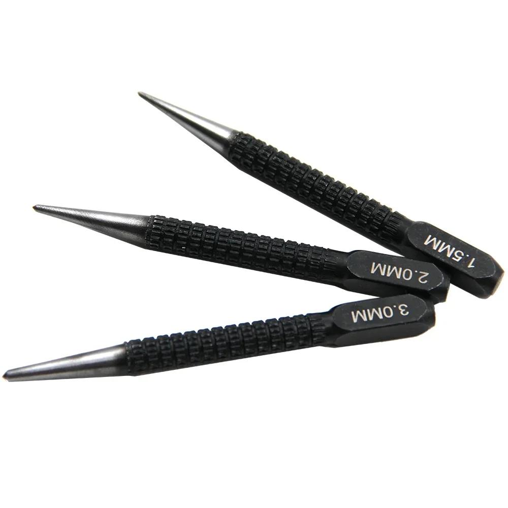 3 buc 1,5 mm/2 mm/3 mm Set de perforare centrală din oțel aliat Poanson non-central pentru oțel aliat, metal, lemn, instrument de marcare, perforare, perforare