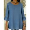 Spring Summer Casual Women's Crew Neck T-shirt Flounce Sleeve 3/4 Sleeve Top