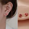 Korean Red Rose Zircon Stud Earrings For Women Luxury Crystal Flower Snowman Pearl Christmas Earrings Bride Wedding Jewelry Gift
