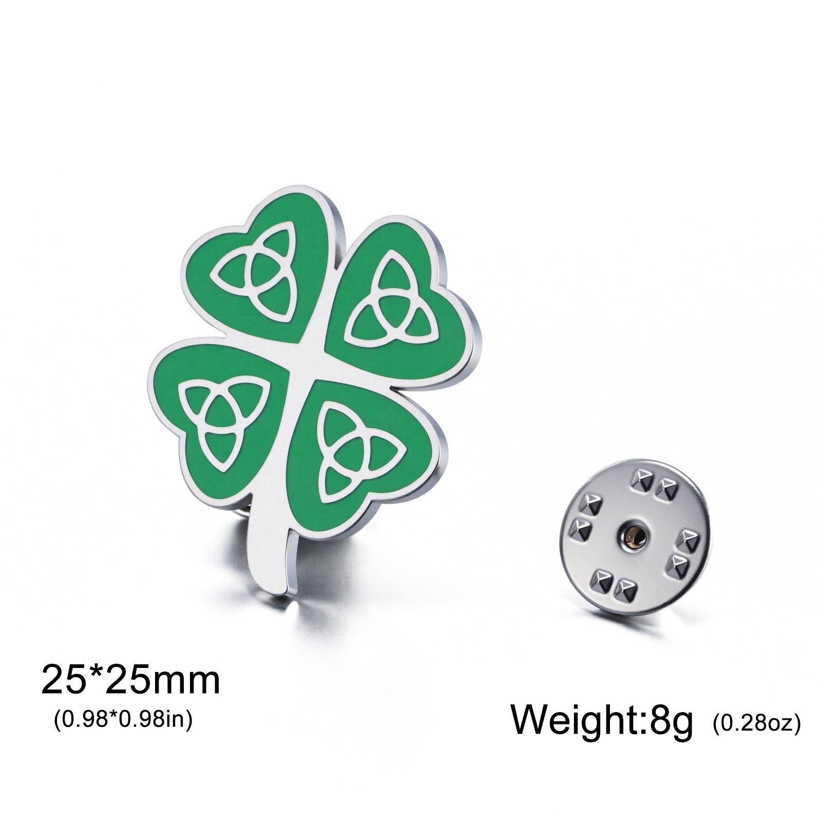 

Teamer Stainless Steel Green Enamel Four Leaf Clover Trinity Knot Brooch For Women Men Lapel Pin Badge Floral Accessories Gift
