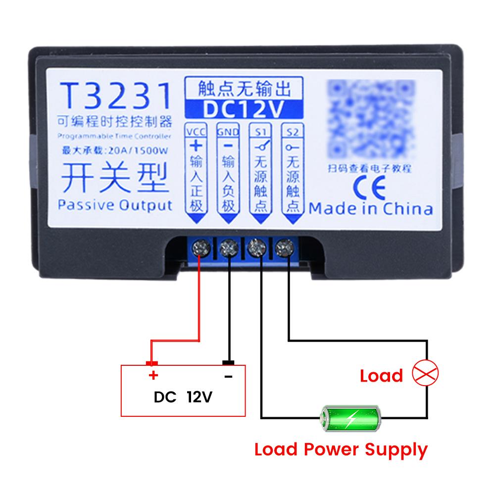T3231 Cyclic Timing Delay Relay DC 12V 24V AC 110V-220V Timer Control Switch Timing Digital Relay Power Supply