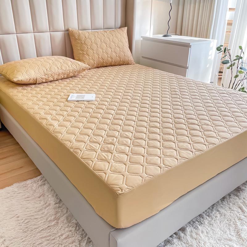 Solid Color Quilted Waterproof Bed Sheet - Thick Brushed Simmons Protective Cover for Home Use