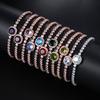 Full Zircon Birthstone Bracelet Women'S Adjustable Light Luxury Color Sugar Cube Jewelry Temperament Jewelry