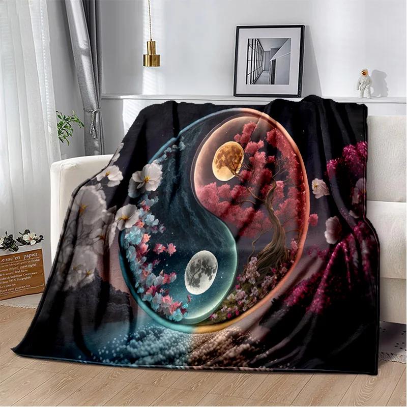 3D Naturalize Yin and Yang Chinese Tai Chi Blanket,Soft Throw Blanket for Home Bedroom Bed Sofa Travel Office Cover Blanket Kids