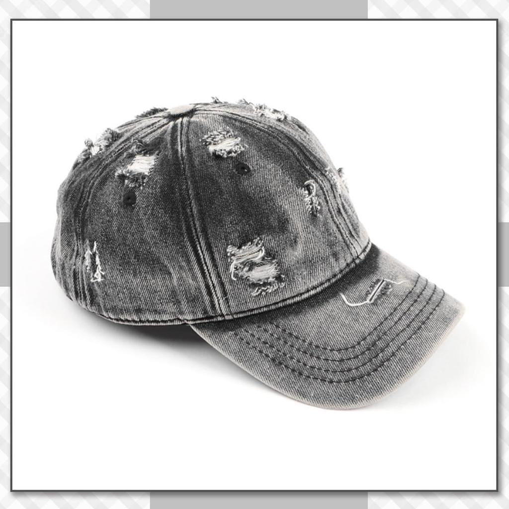 Chrome Crane Vintage Distressed Denim Casual Fashion for Men and CB282 Cap, Women, (Black)