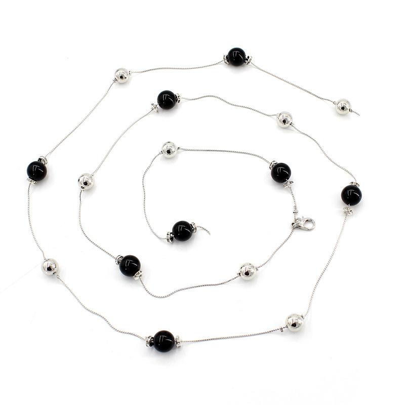Pearl-embellished fashionable sweet waist chain - delicate metal chain for women s dresses чёрный