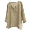 Men's Summer Spring Long Sleeve Loose Shirt Solid Color Casual Long Sleeve Cool Shirt Vn-eck Tops Size