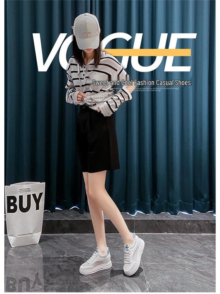 1752 Damen Weiße Sommer-Sneakers, Vielseitiger Dicksohlen-Hot-Style 2022 mit Mesh-Design zur Innenhöherlegung