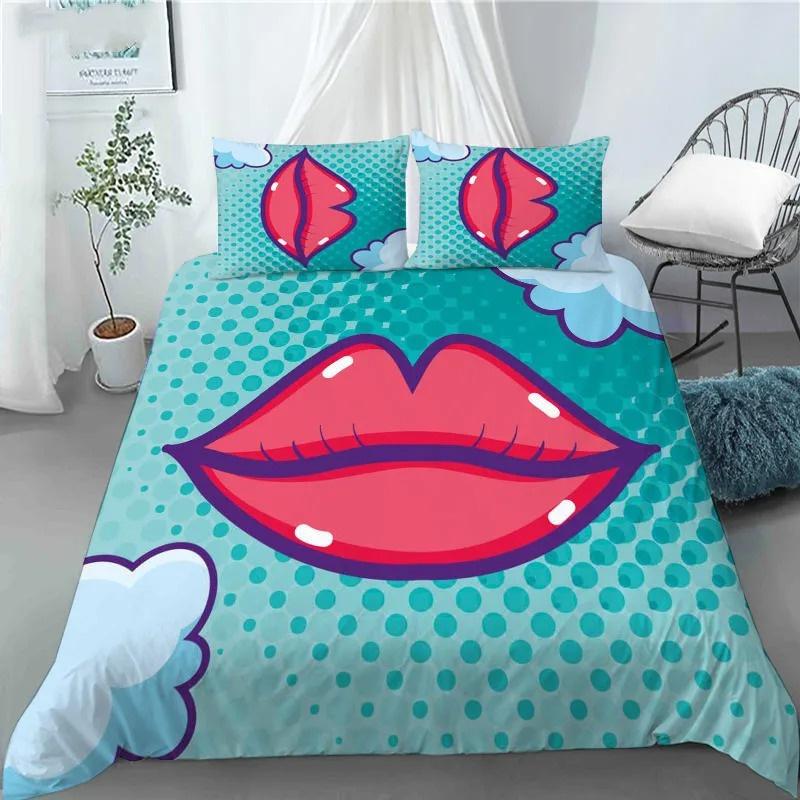 3D Hip Hop Art Style Duvet Cover Cool Rock and Roll Style Quilt Cover with Pillowcase for Kid Home Bedroom Decor King Queen Size
