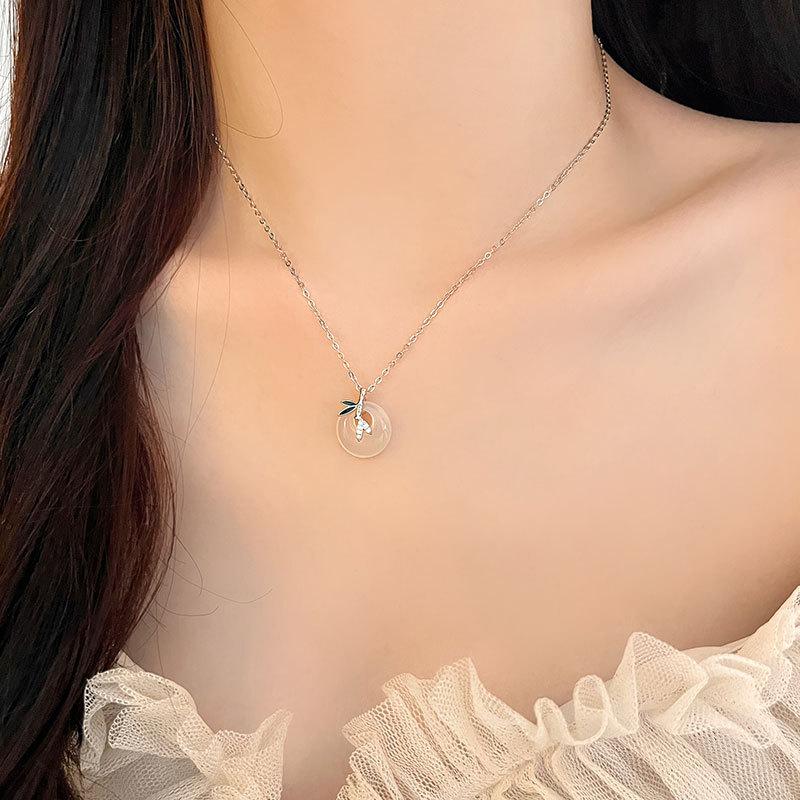 New White Jade Marrow Bamboo Pendant Female Cold Wind Bamboo Necklace Female