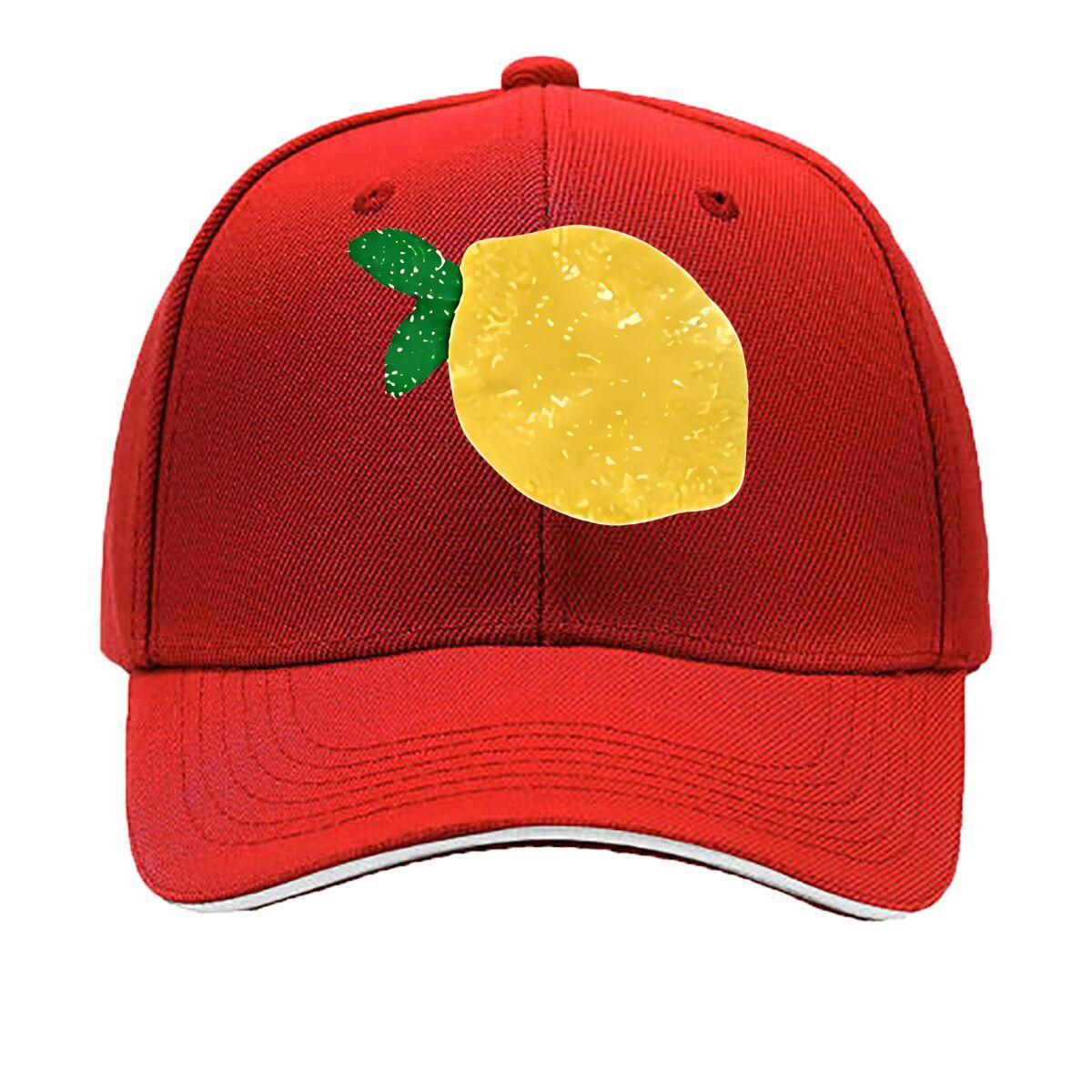 Lemon Print  Casual  Sporty Snapback Hat  Machine Washable Outdoor Headwear  Adjustable Snapbac Sandwich Baseball Cap One Size