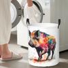 Colorful Watercolor Wild Boar Pig Folding Laundry Baskets Dirty Clothes Toys Storage Basket Large Waterproof Hamper