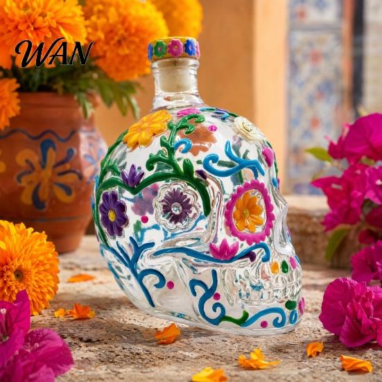 Whisky-Liebhaber Geschenk Totenkopf-Form Glas Karaffe, 350ml Spirituosenflasche mit Stopfen, Stilvolle Präsentation 3D Gothic Hausbar Dekoration, Einzigartig für Männer Dekoration