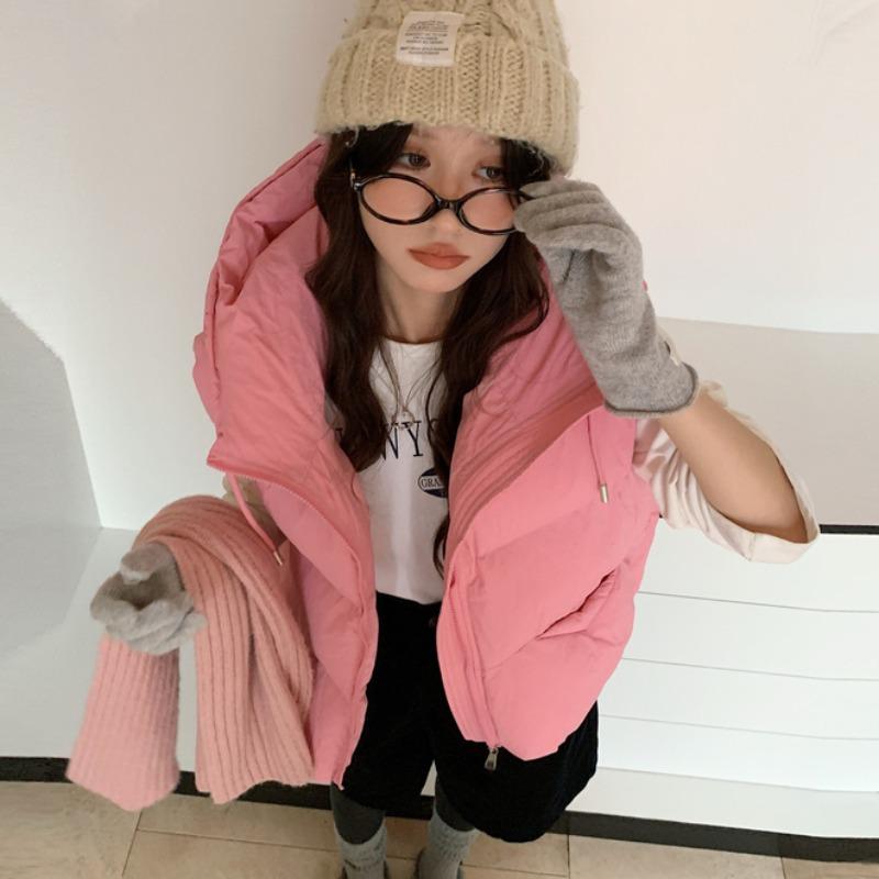 

Down cotton clothes, vest women s short hooded winter new Korean loose high-end small vest vest vest S