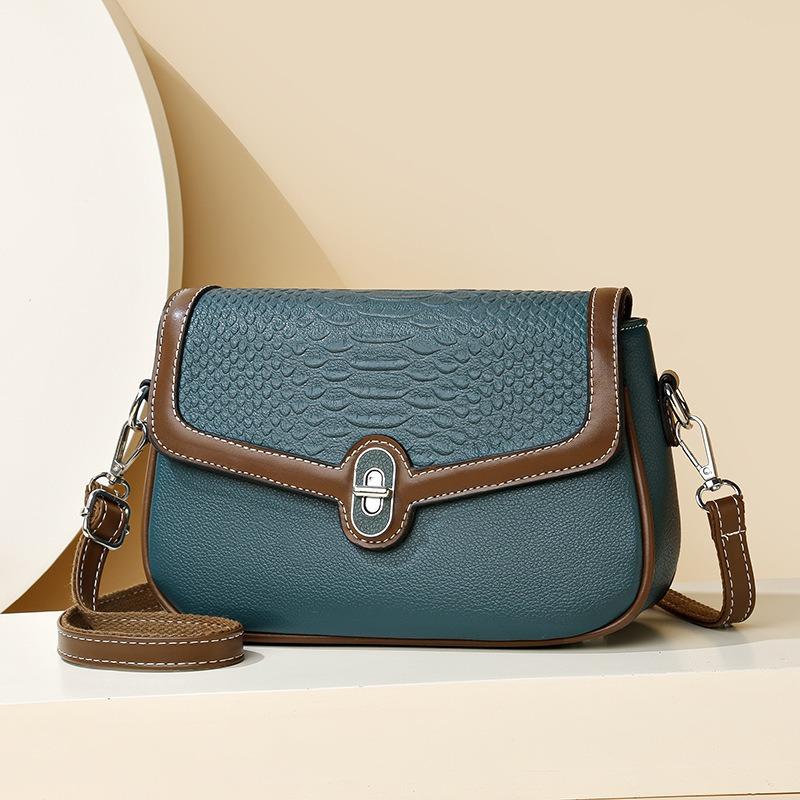 Premium contrasting color new bag women's new messenger bag crocodile pattern small square bag shoulder bag