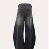 Exclusive for European size men's non-elastic jeans, black scimitar wide legs worn spring and summer high street trendy models