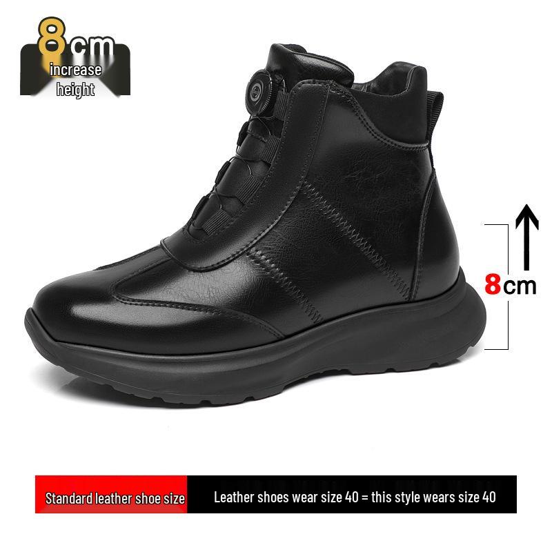 

Мужские кожаные слипоны с высоким голенищем, скрытым каблуком 8 см и поворотной пряжкой для делового повседневного ношения Size 41