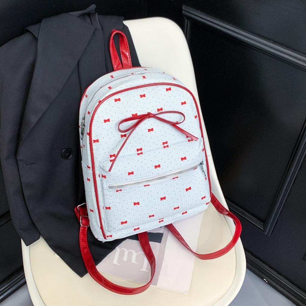Schoolbag Korean Version of College Style Women's Shoulder Bag 1011 New Summer Fashion Bow Small Backpack Shopping Commuter Bag