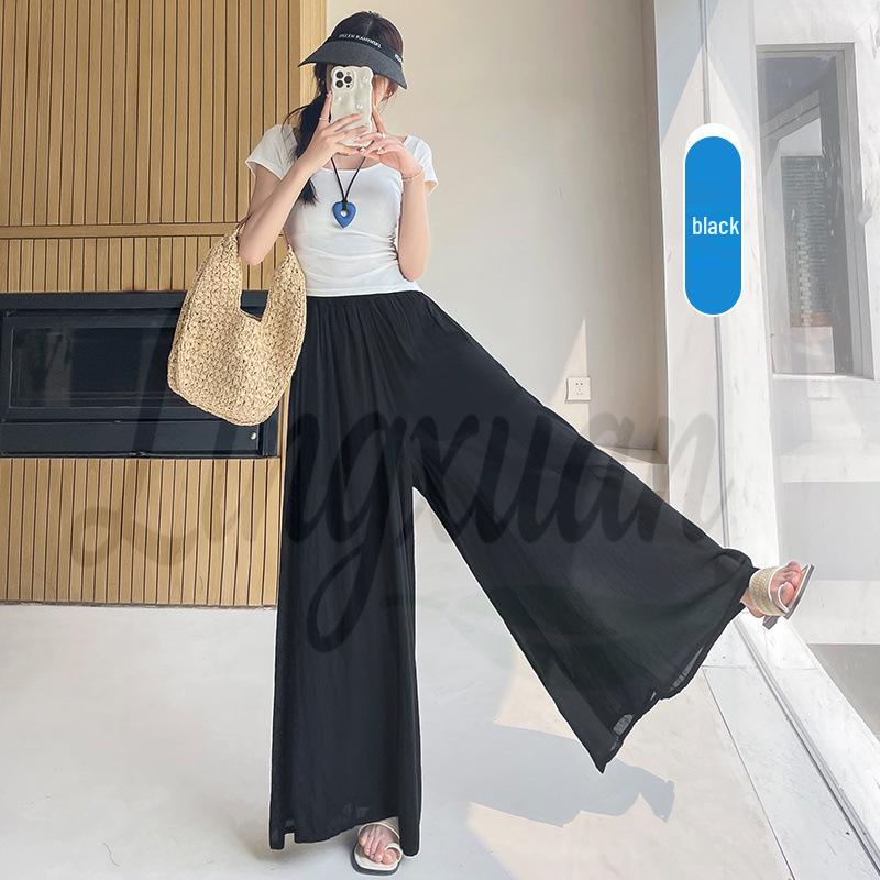 Women s White High-End Drape Wide-Leg Ice Silk Cotton Linen Skort - Summer 2026, Sun Protection, Quick Drying. S чёрный