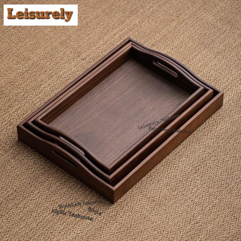 Walnut Double-ear Tea Tray Japanese Cuisine Table Coffee Storage Board Coffeeware Teaware Dishes For Serving Chinese Tea Set